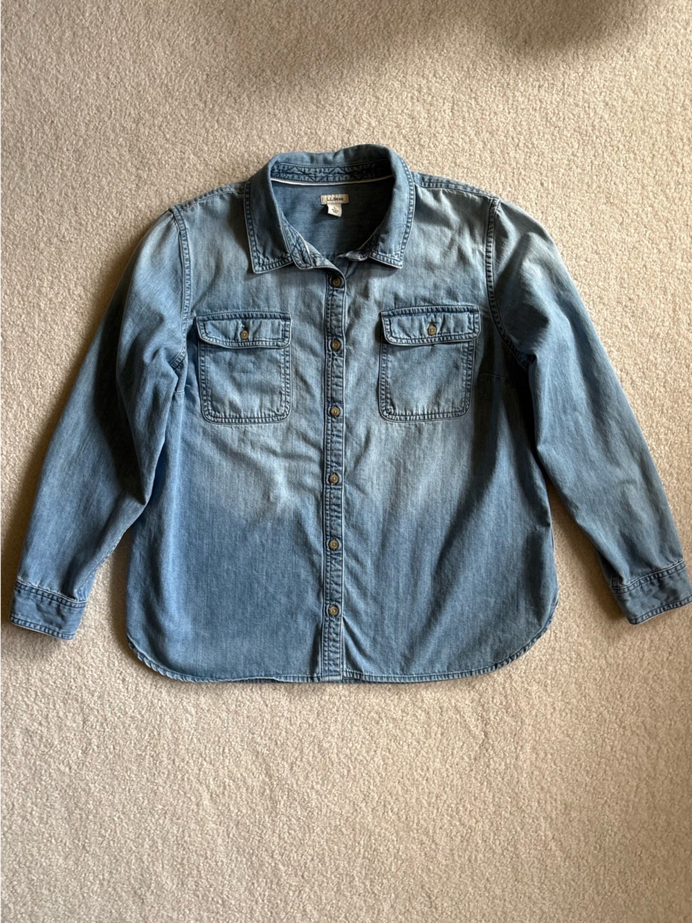 Women's L.L. Bean Heritage Washed Denim Shirt, Long-Sleeve Size L - Picture 2 of 14